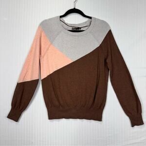 Prana Havaar Brown/Gray/Pink Geometric Colorblock Crewneck Sweater Women’s Small